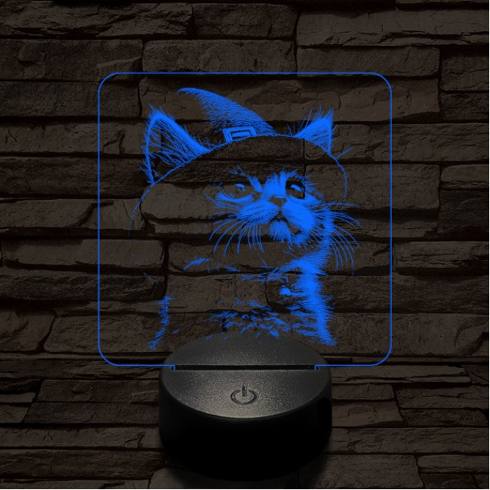 Csizmáskandúr kölyök 7 színű valósághű 3D led lámpa