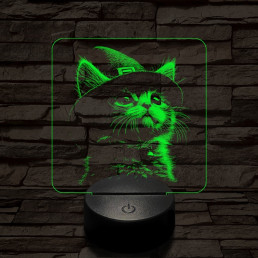 Csizmáskandúr kölyök 7 színű valósághű 3D led lámpa