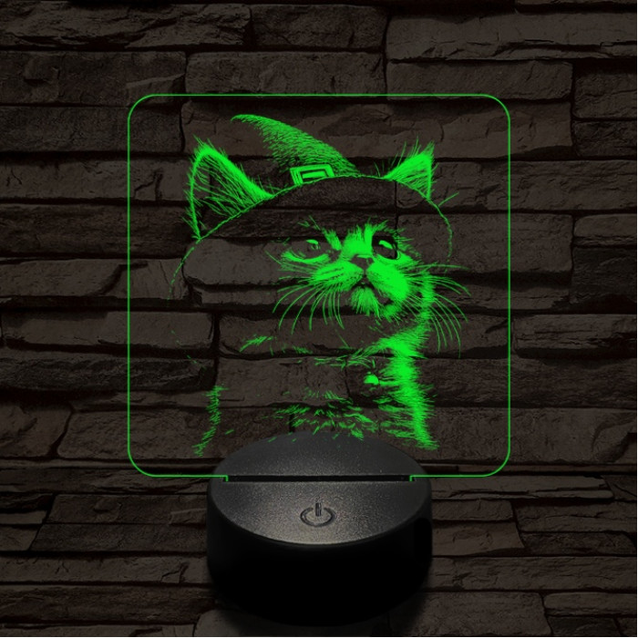 Csizmáskandúr kölyök 7 színű valósághű 3D led lámpa