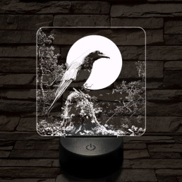 Éjszakai holló 7 színű valósághű 3D led lámpa