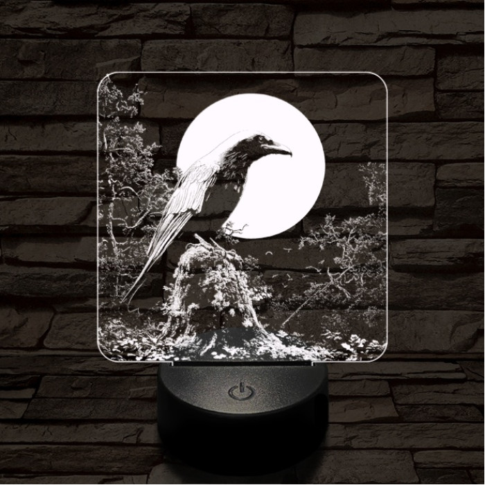 Éjszakai holló 7 színű valósághű 3D led lámpa