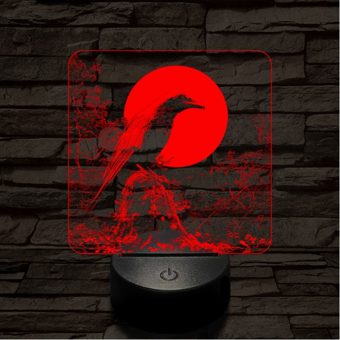 Éjszakai holló 7 színű valósághű 3D led lámpa