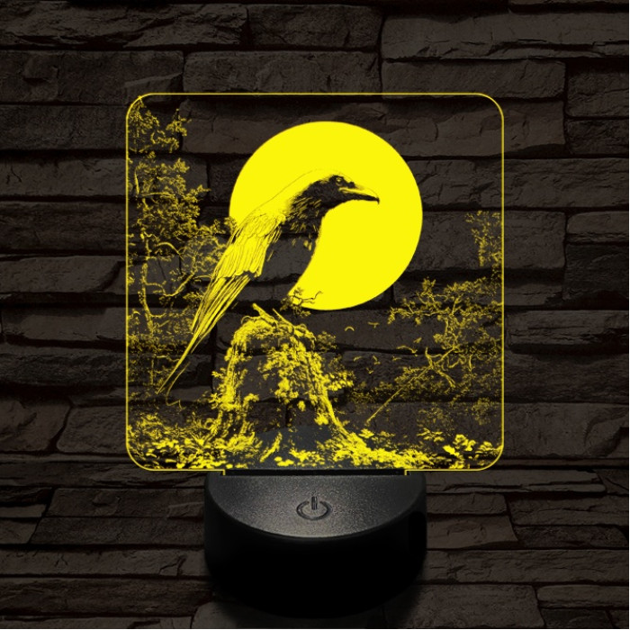 Éjszakai holló 7 színű valósághű 3D led lámpa