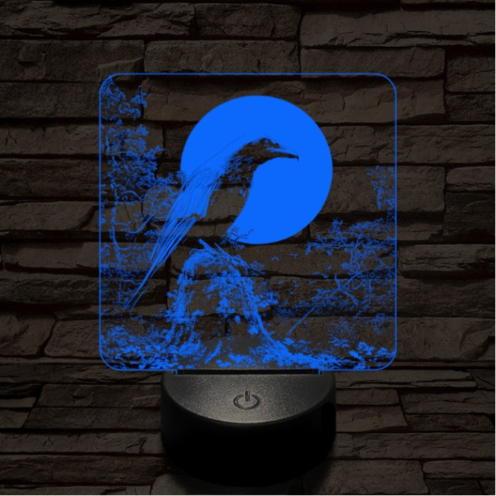 Éjszakai holló 7 színű valósághű 3D led lámpa