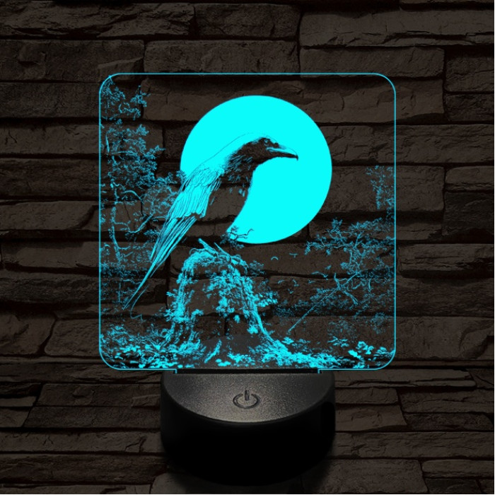 Éjszakai holló 7 színű valósághű 3D led lámpa