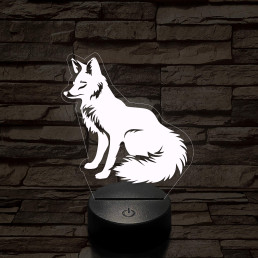Ülő róka 7 színű  3D led lámpa