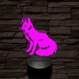 Ülő róka 7 színű  3D led lámpa