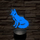 Ülő róka 7 színű  3D led lámpa