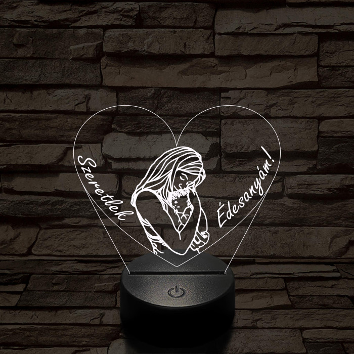 Szeretlek édesanyám 7 színű 3D led lámpa