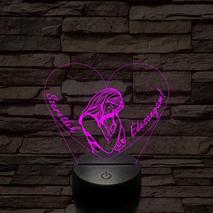 Szeretlek édesanyám 7 színű 3D led lámpa
