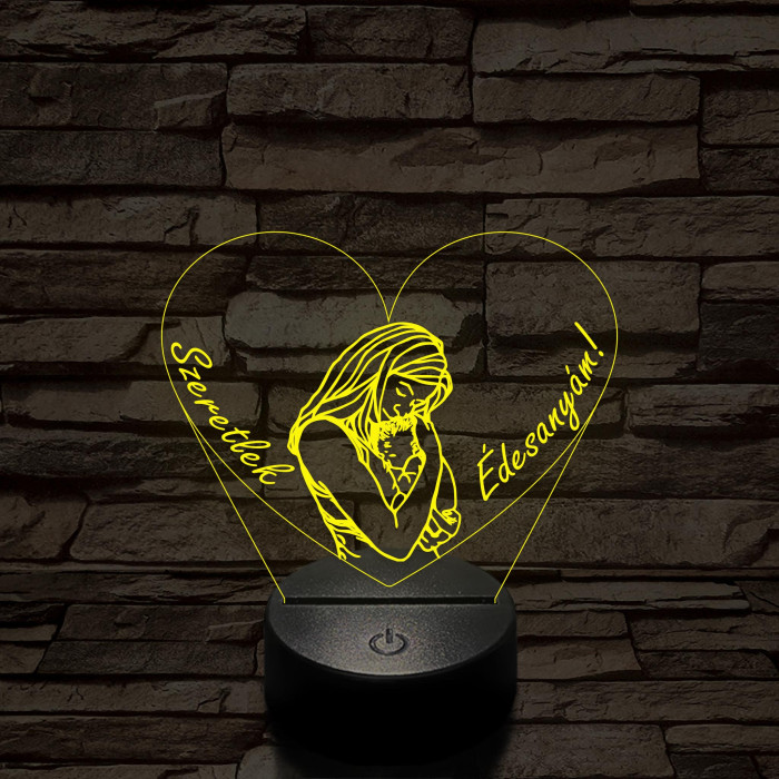 Szeretlek édesanyám 7 színű 3D led lámpa