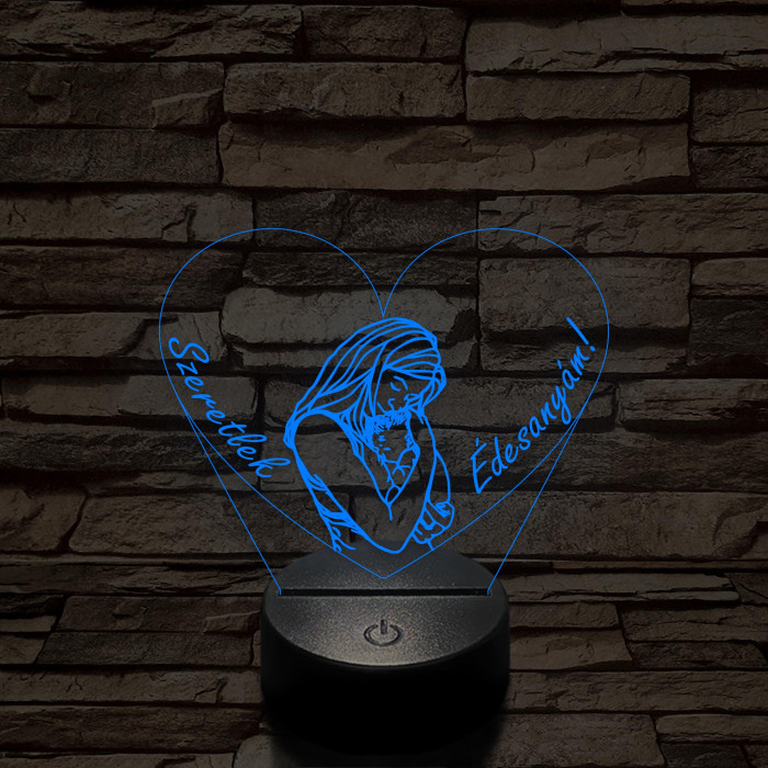Szeretlek édesanyám 7 színű 3D led lámpa