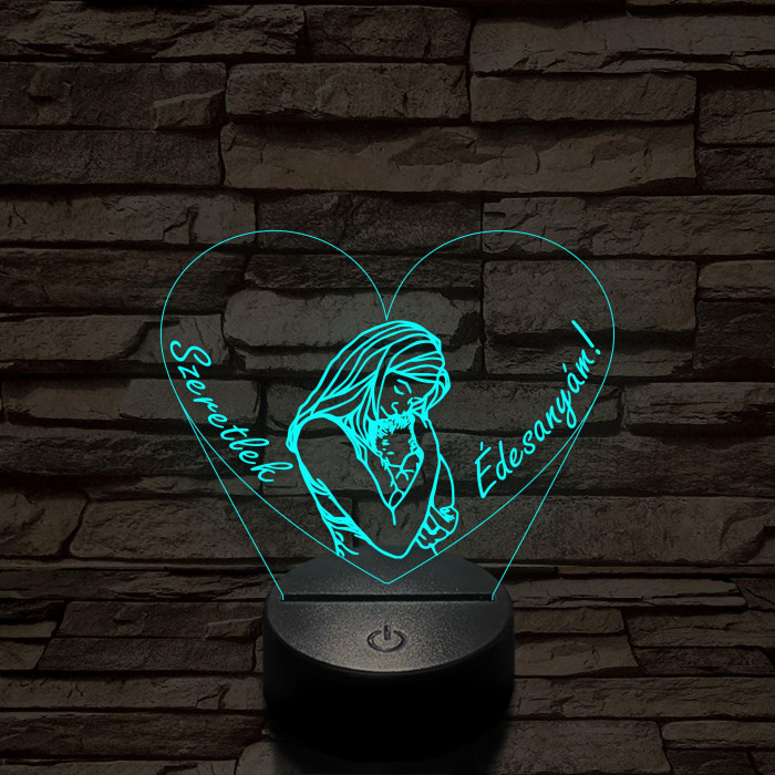 Szeretlek édesanyám 7 színű 3D led lámpa