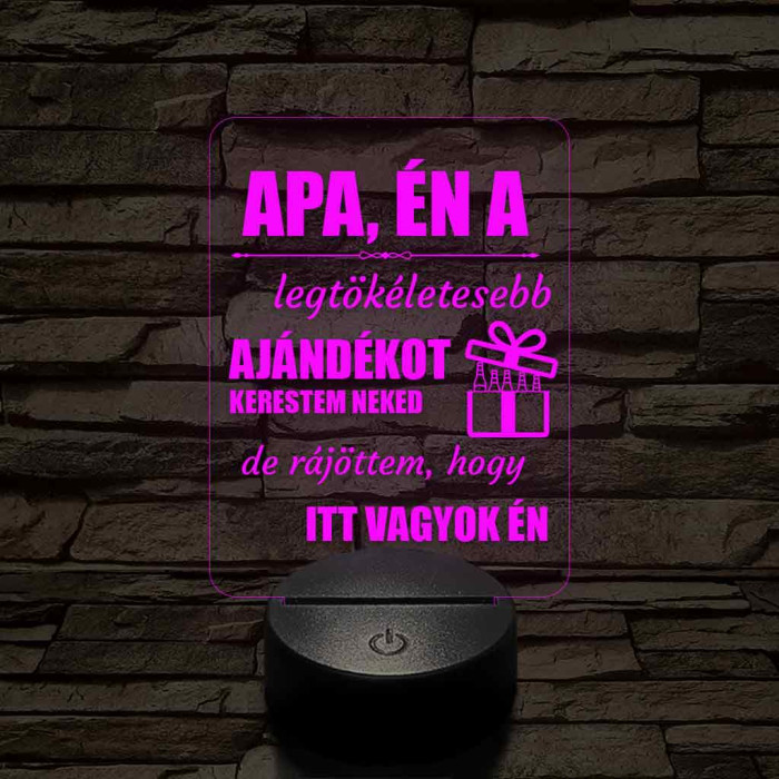 Apák napi humoros feliratú 7 színű 3D led lámpa