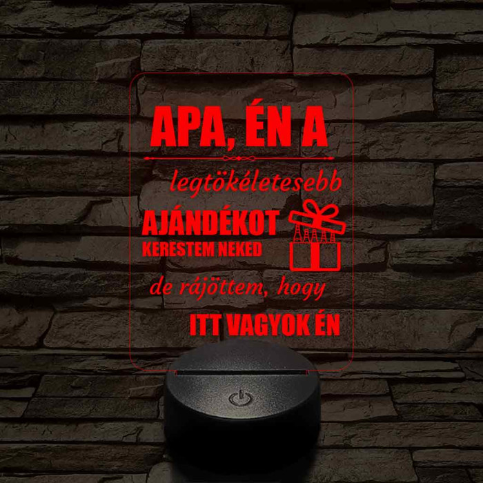 Apák napi humoros feliratú 7 színű 3D led lámpa