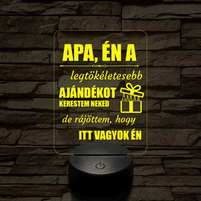 Apák napi humoros feliratú 7 színű 3D led lámpa