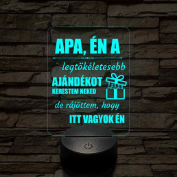 Apák napi humoros feliratú 7 színű 3D led lámpa