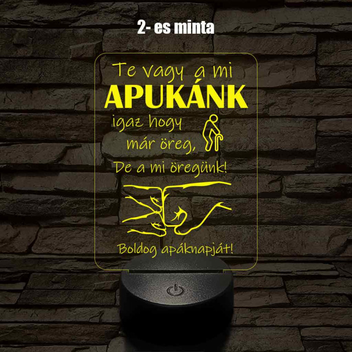 Apák napi humoros feliratú ökölpacsis 7 színű 3D led lámpa