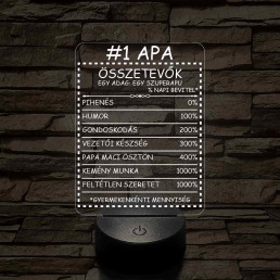 Apák napi humoros feliratú apalét összetevő 7 színű 3D led lámpa