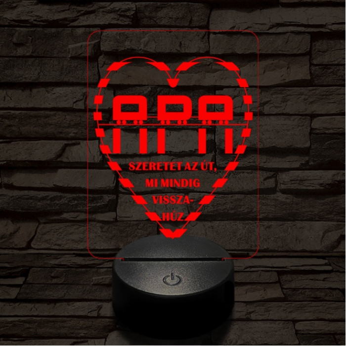 Apai szeretet útja 7 színű 3D led lámpa