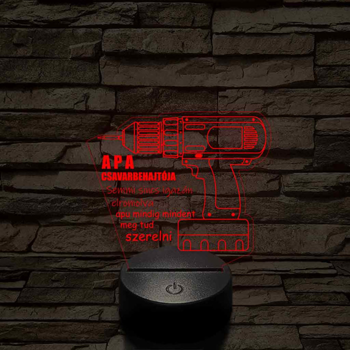 Apák napi "Apa csavarbehajtója" 7 színű 3D led lámpa