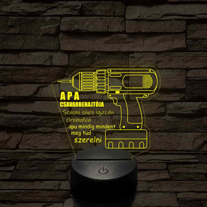 Apák napi "Apa csavarbehajtója" 7 színű 3D led lámpa