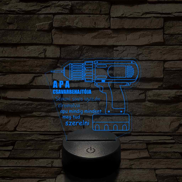 Apák napi "Apa csavarbehajtója" 7 színű 3D led lámpa
