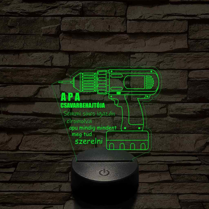 Apák napi "Apa csavarbehajtója" 7 színű 3D led lámpa