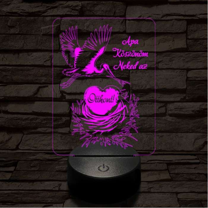 Apa otthont teremt 7 színű 3D led lámpa