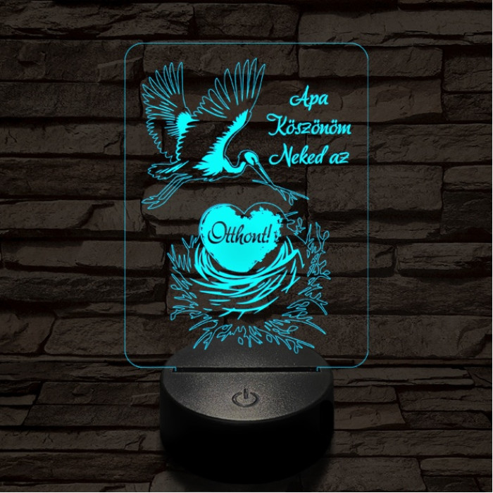 Apa otthont teremt 7 színű 3D led lámpa