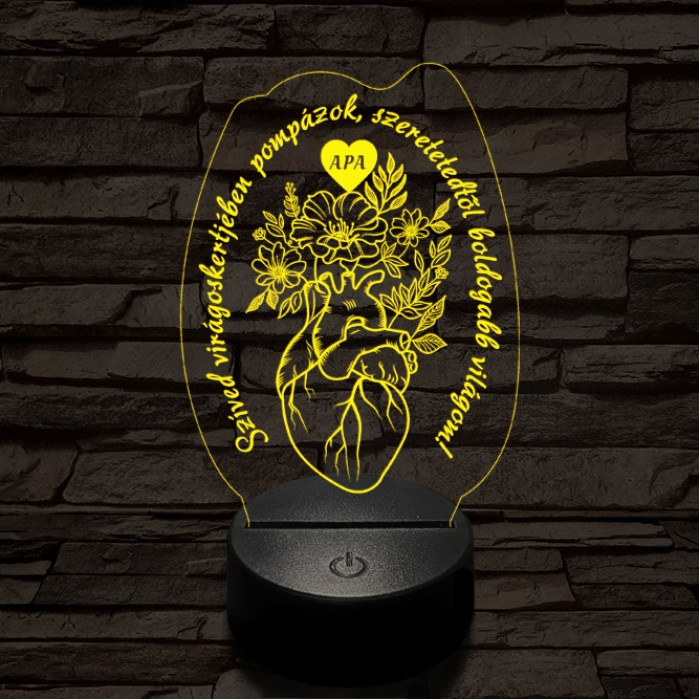 Apai szív kertje 7 színű 3D led lámpa