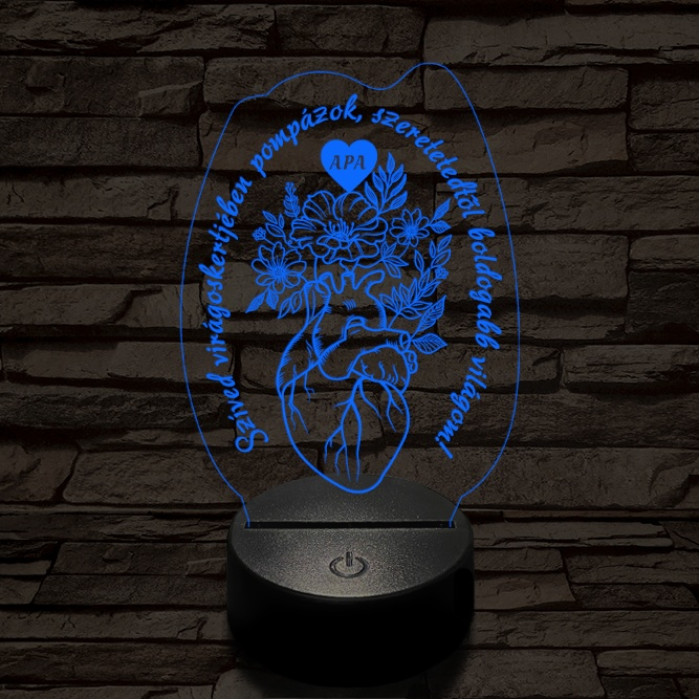 Apai szív kertje 7 színű 3D led lámpa