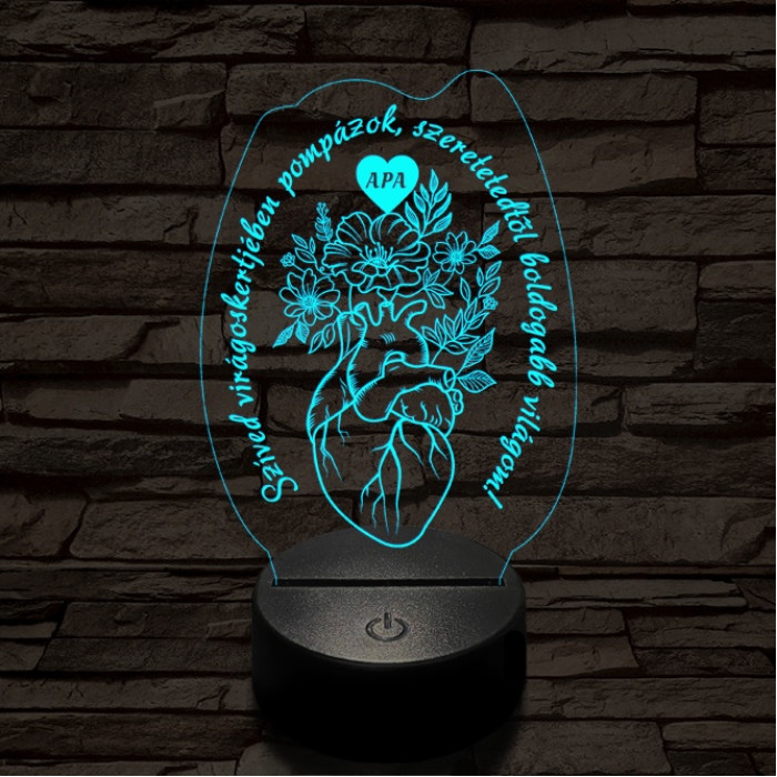 Apai szív kertje 7 színű 3D led lámpa