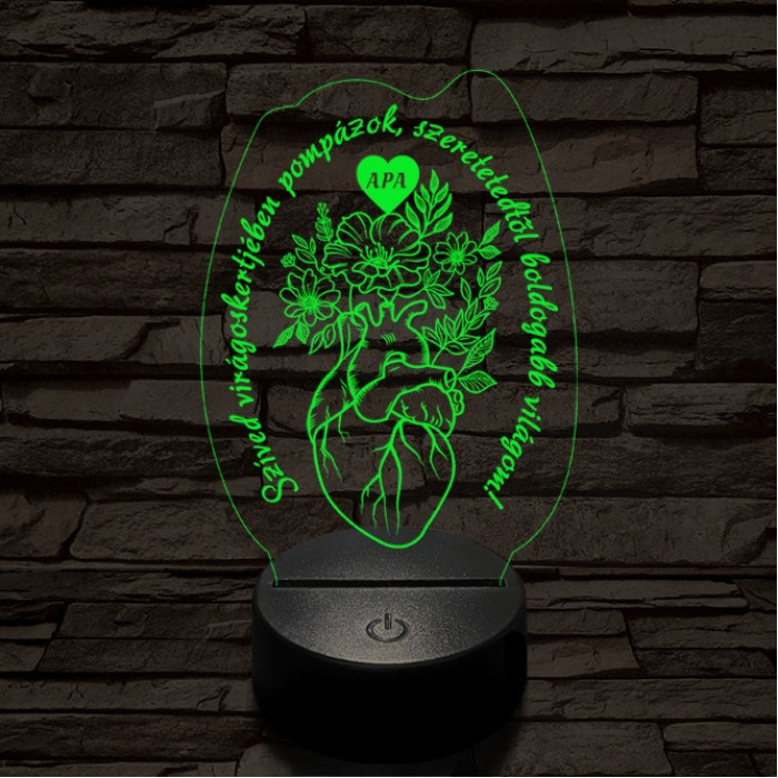 Apai szív kertje 7 színű 3D led lámpa