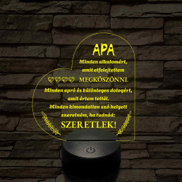Szív Alakú 3D LED Lámpa – Megható Üzenettel Apáknak 7 színű 3D led lámpa