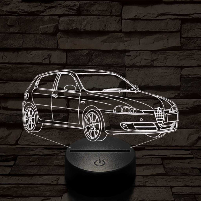 Alfa Romeo 147 autó 7 színű 3D led lámpa