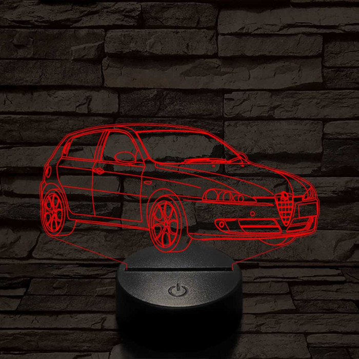 Alfa Romeo 147 autó 7 színű 3D led lámpa