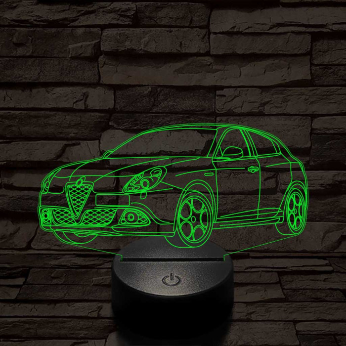 Alfa Romeo Giulietta autó 7 színű 3D led lámpa