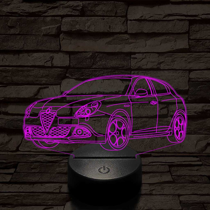 Alfa Romeo Giulietta autó 7 színű 3D led lámpa
