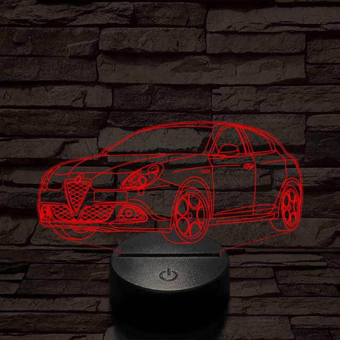 Alfa Romeo Giulietta autó 7 színű 3D led lámpa