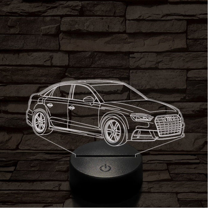 Audi TT autó 7 színű 3D led lámpa