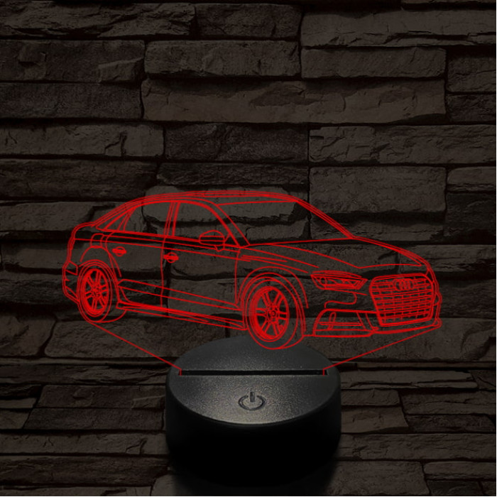 Audi TT autó 7 színű 3D led lámpa