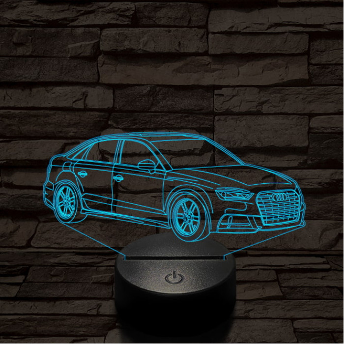 Audi TT autó 7 színű 3D led lámpa