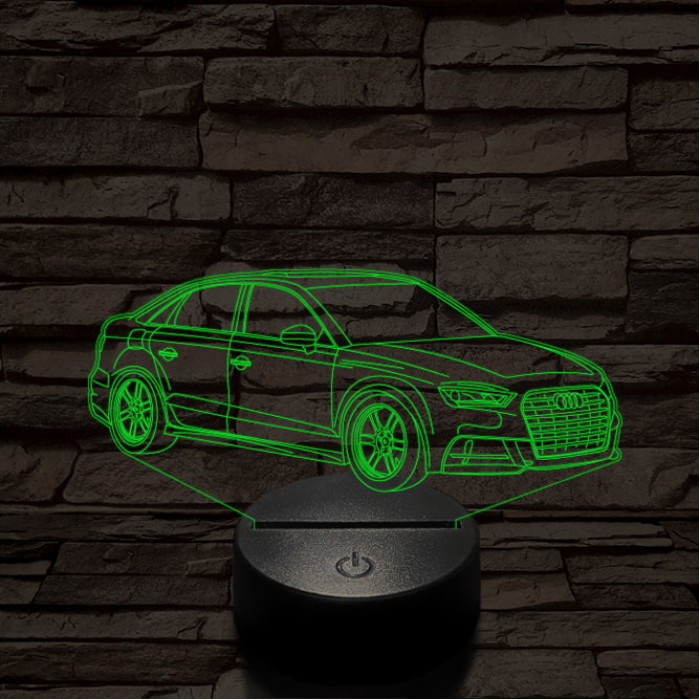 Audi TT autó 7 színű 3D led lámpa