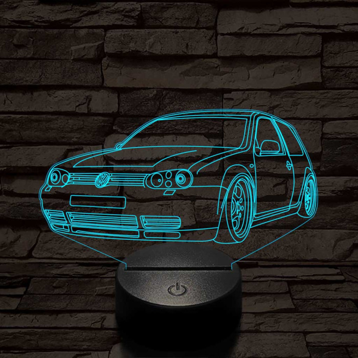 Sportos Volkswagen Golf 6 színű 3D led lámpa