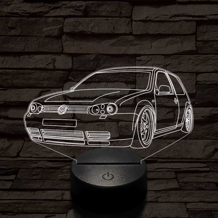 Sportos Volkswagen Golf 6 színű 3D led lámpa