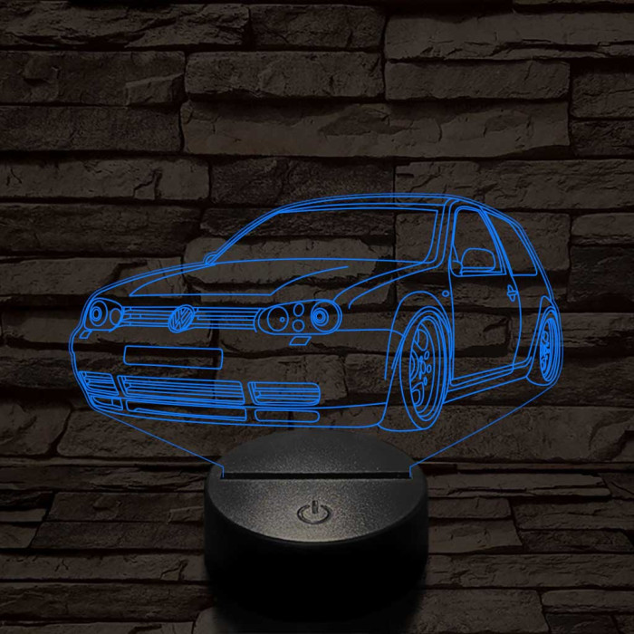 Sportos Volkswagen Golf 6 színű 3D led lámpa