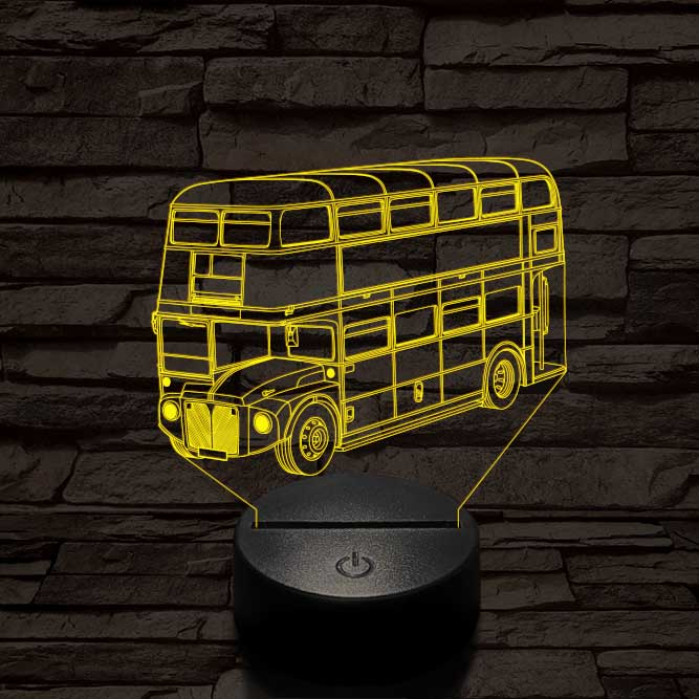 Dupla szintes busz 7 színű 3D led lámpa