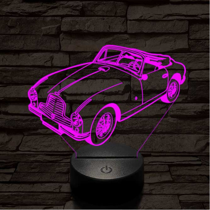 Old timer cabrio 7 színű 3D led lámpa