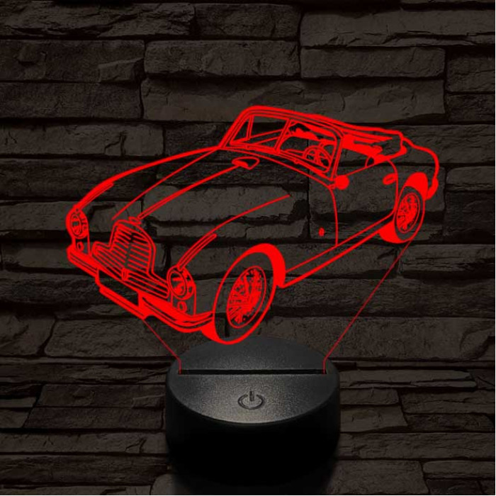 Old timer cabrio 7 színű 3D led lámpa